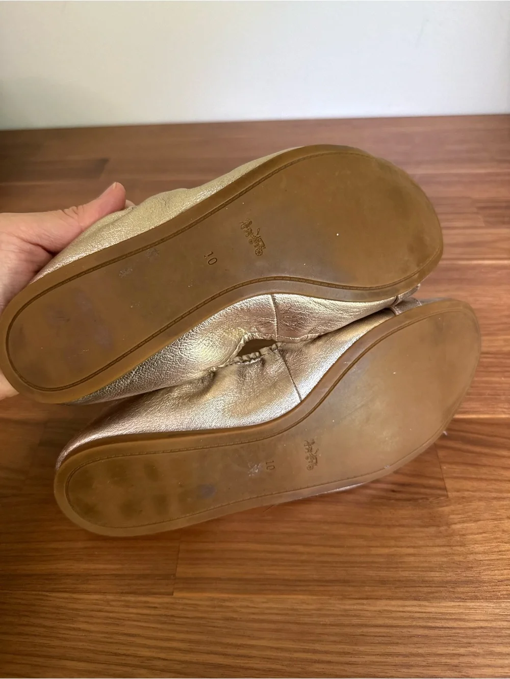 Coach Stanton Metallic Gold Ballet Flats, size 10